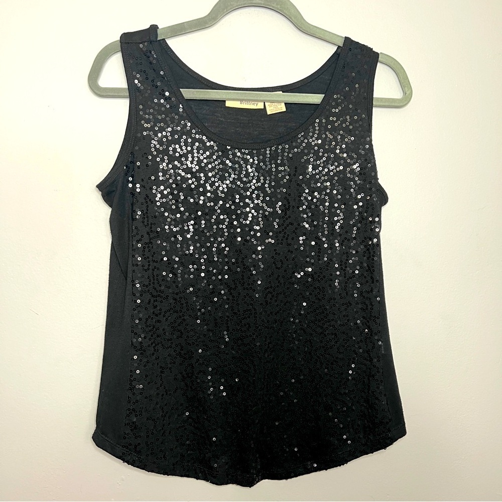 Allison Brittney Black Sequined Tank Size Large